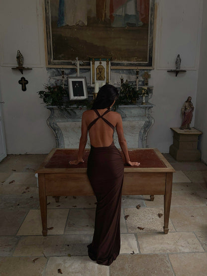 Pria Maxi Dress Chocolate