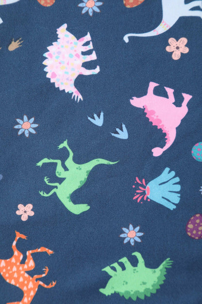 Brenda Navy Blue Dinosaur Flared Dress