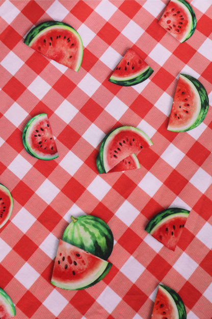 Lily Watermelon Gingham Off Shoulder Dress
