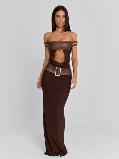 Rozia Maxi Dress Brown