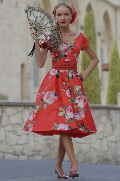 Lily Red Rose Off Shoulder Midi Dress
