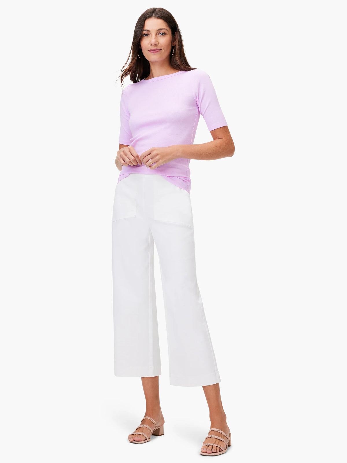 Perfect Knit Rib Elbow Sleeve Boatneck Tee