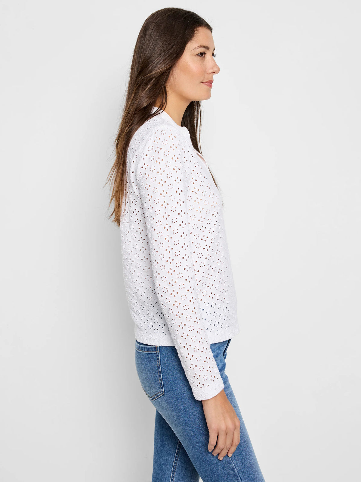Knit Eyelet Split Neck Top