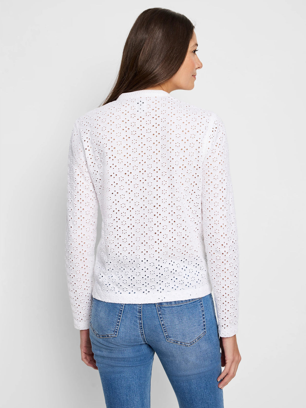 Knit Eyelet Split Neck Top