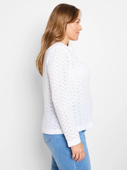 Knit Eyelet Split Neck Top