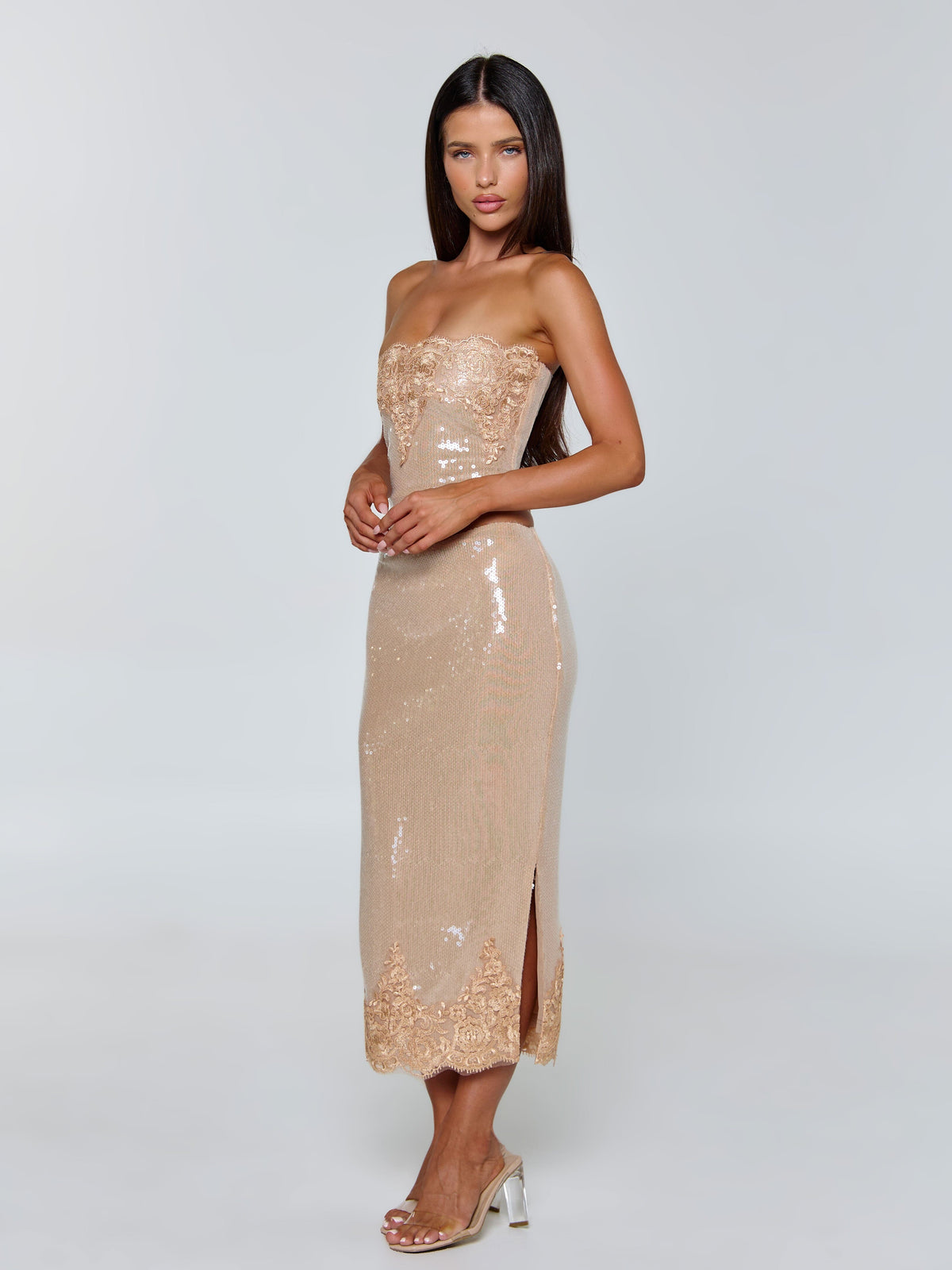 Saela Midi Skirt Beige