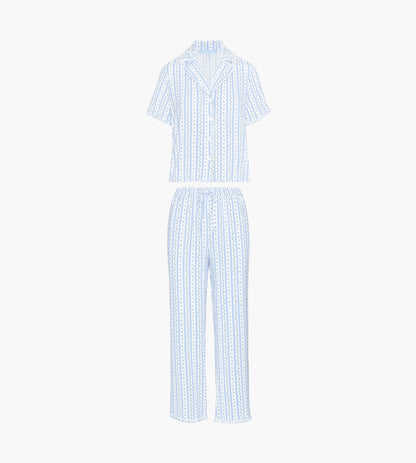 The Marina Pajama Set - Blue Petal Stripe