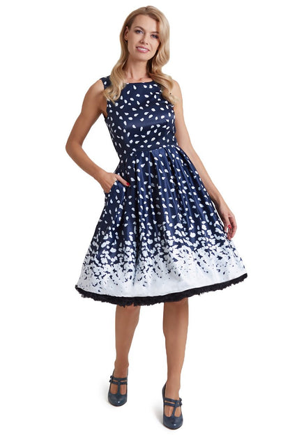 Annie Swing Dress in Navy with Painted Dots