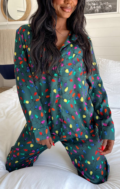 Classic PJ Set ~ Festive Lights Silky
