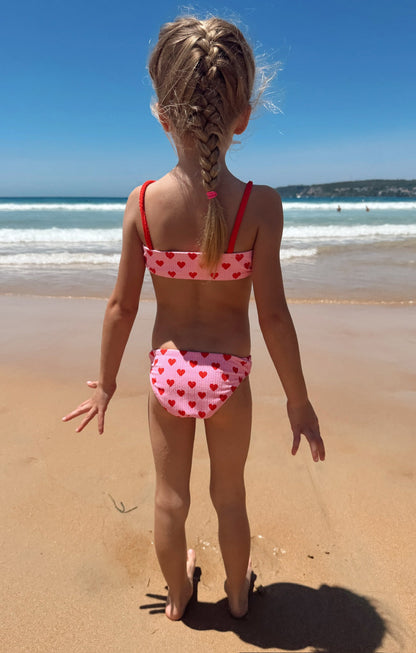 Little Folly Bikini ~ Red Hearts Rib Scrunch