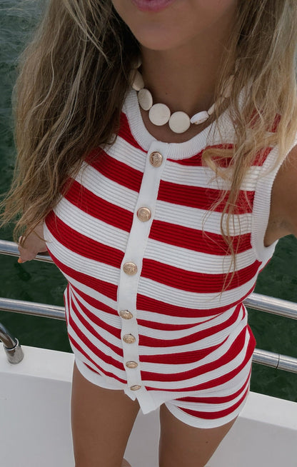 Devin Tank ~ Red Stripe Delight Knit