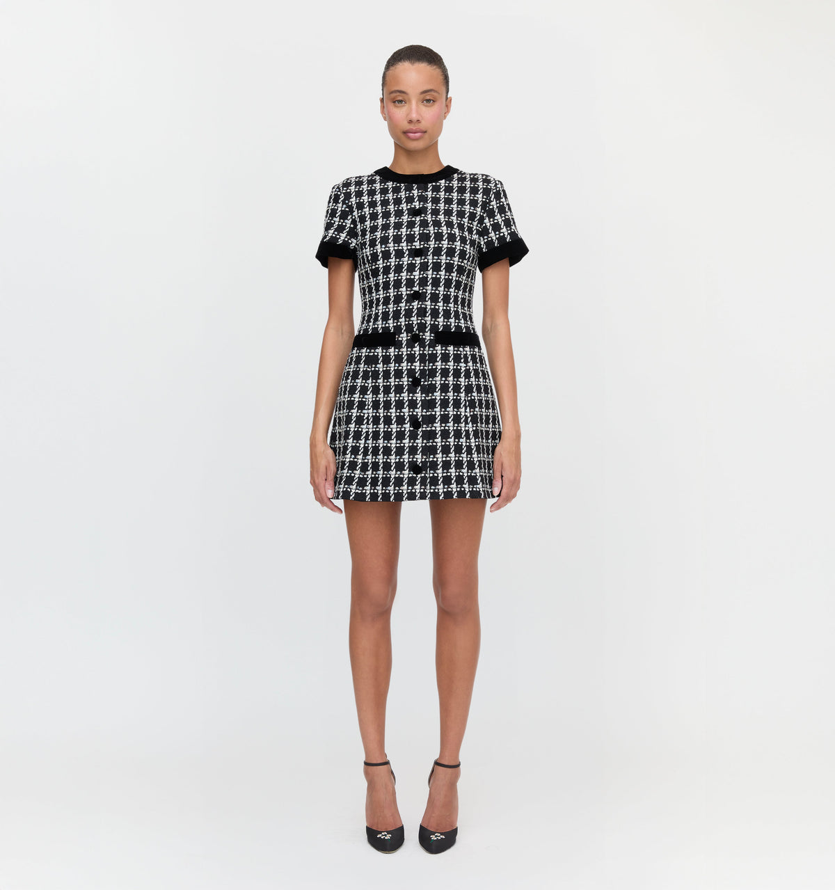The Allegra Dress - Black and White Tweed