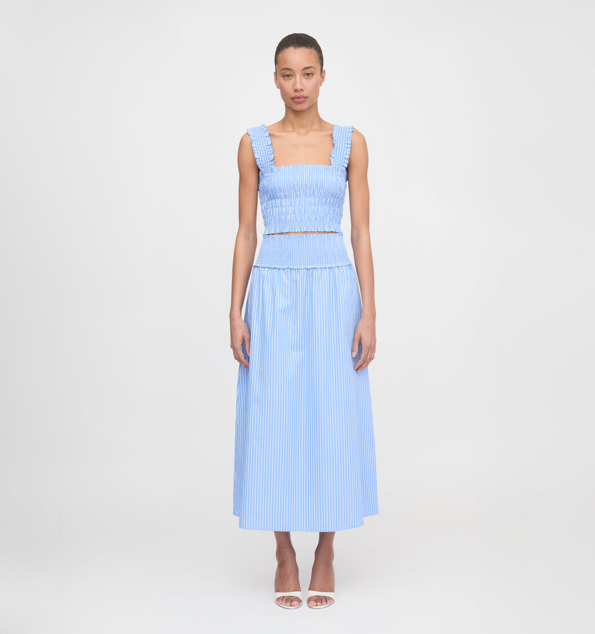 The Delphine Nap Skirt - Blue Stripe