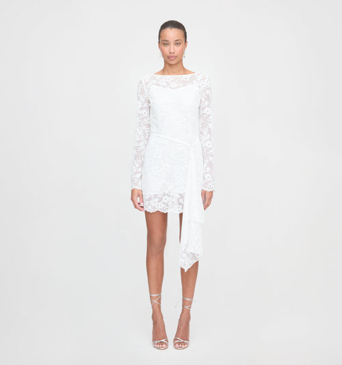 The Becca Dress - White Metallic Lace