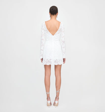 The Becca Dress - White Metallic Lace