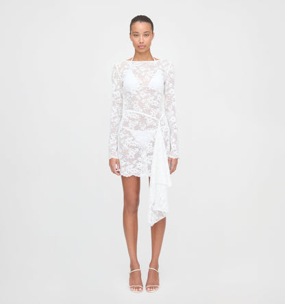 The Becca Dress - White Metallic Lace