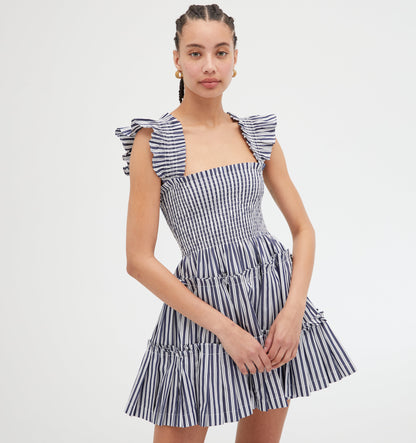 The Charlotte Nap Dress - Navy Stripe