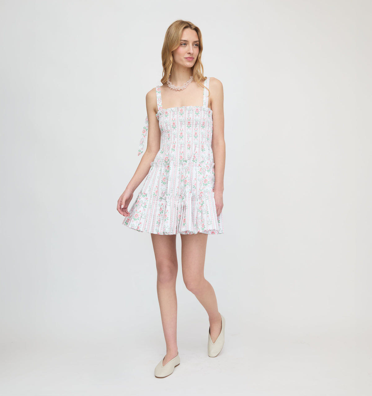 Roller Rabbit x Hill House The Ribbon Charlotte Nap Dress - Pink Monkey Block Stripe