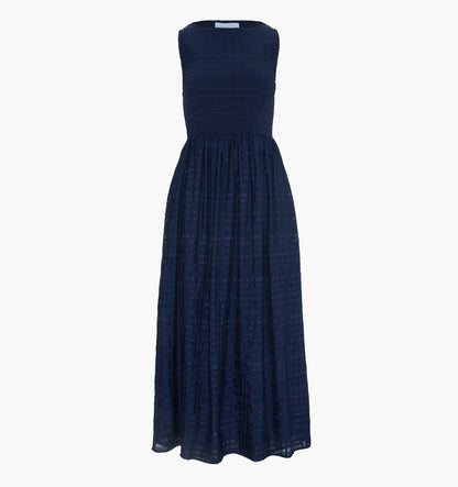 The Cosima Nap Dress - Navy Sheer Plaid
