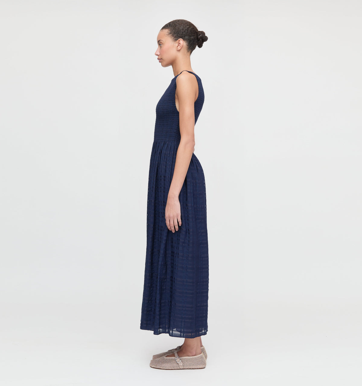 The Cosima Nap Dress - Navy Sheer Plaid