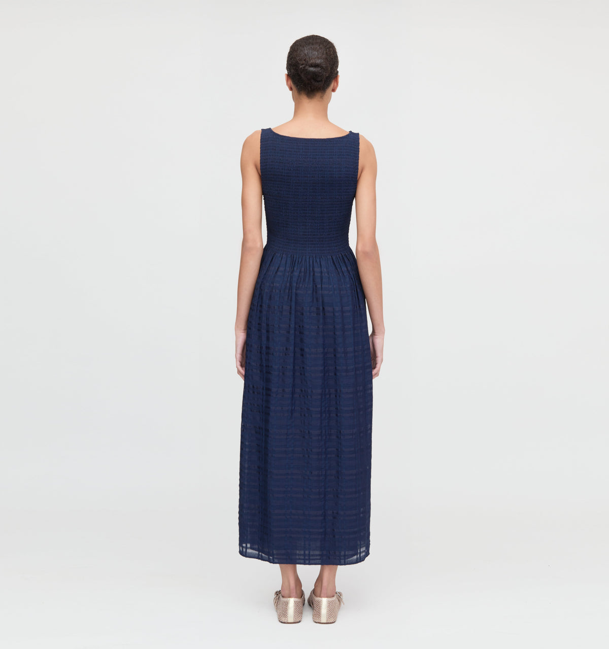 The Cosima Nap Dress - Navy Sheer Plaid