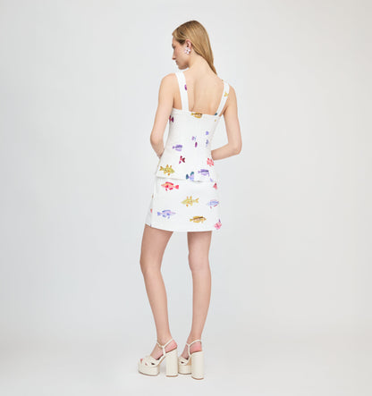 The Hallie Skirt - White Rainbow Fish