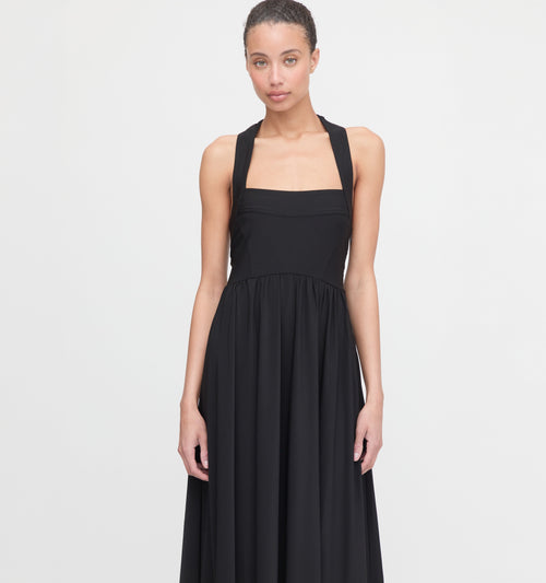 The Fleur Midi Dress - Black Jersey
