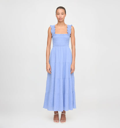 The Kimmy Nap Dress - Bluebird Tonal Seersucker