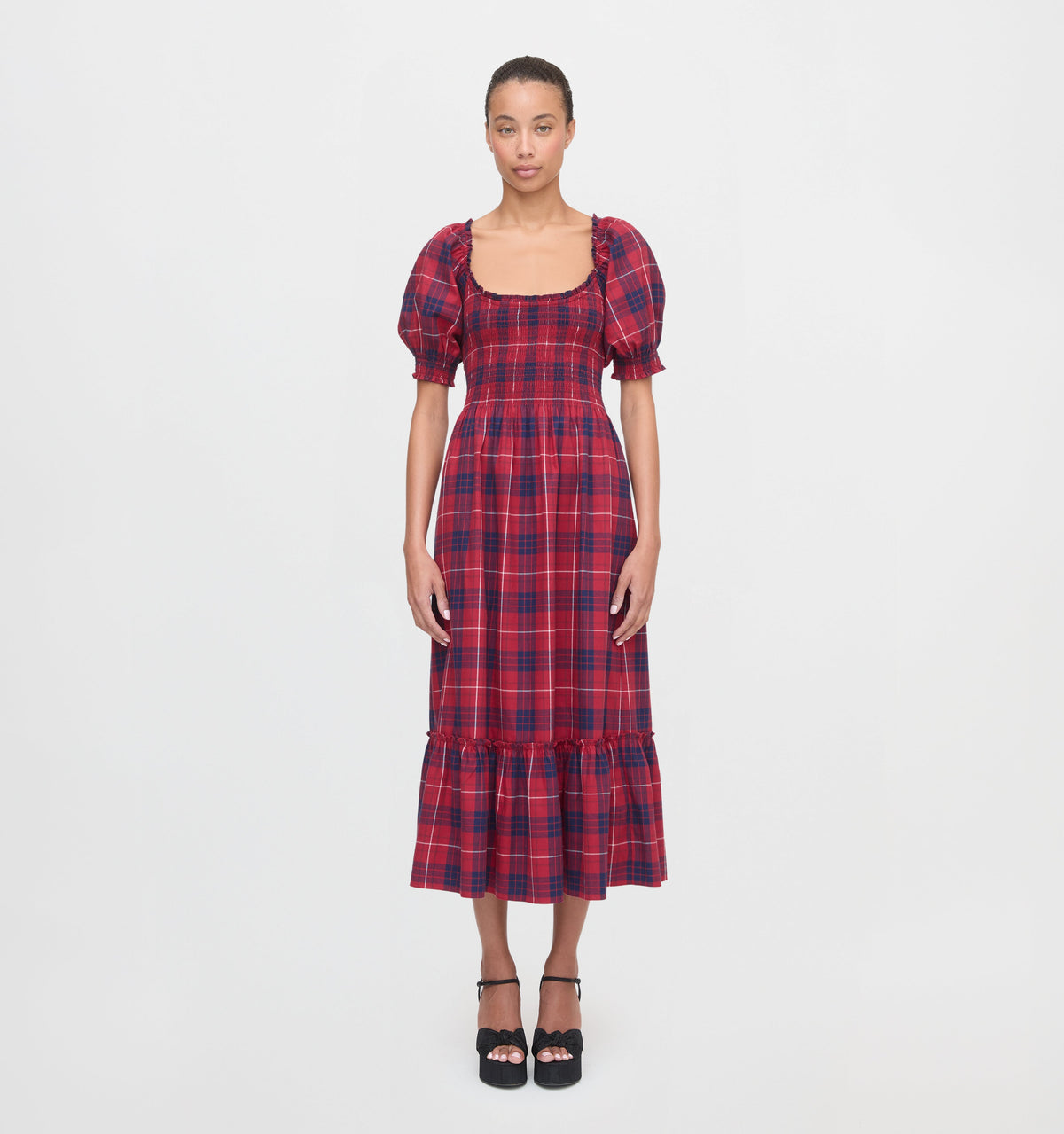 The Louisa Nap Dress - Cherry Tartan