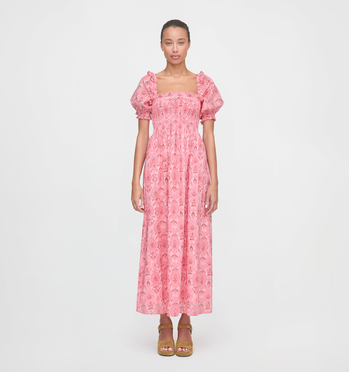 The Scarlett Nap Dress - Pink Palm Ikat