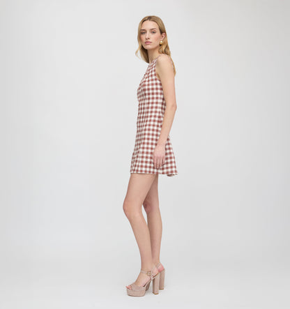 The Angie Dress - Cognac Gingham