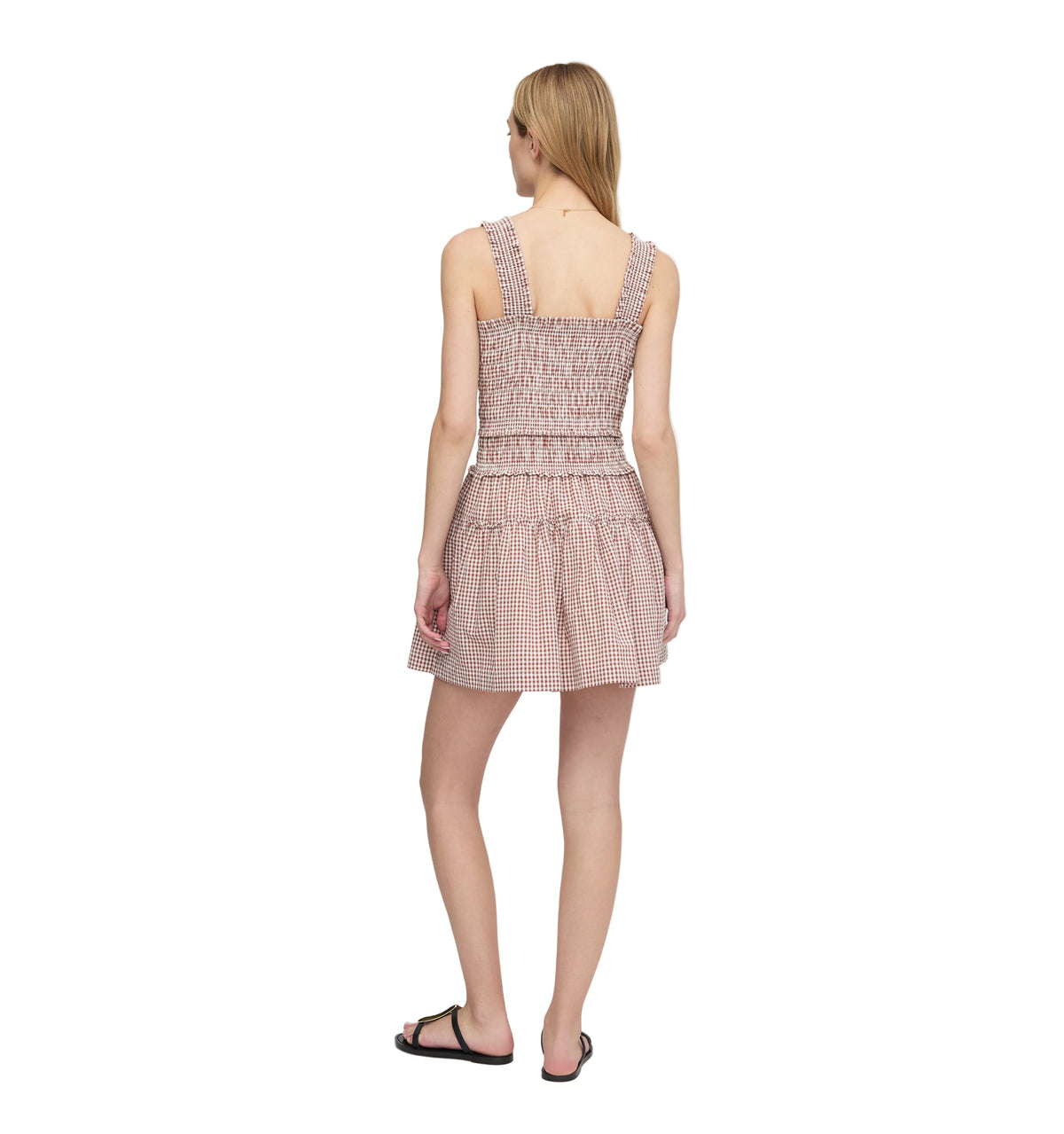 The Azalea Mini Nap Dress - Cognac Gingham