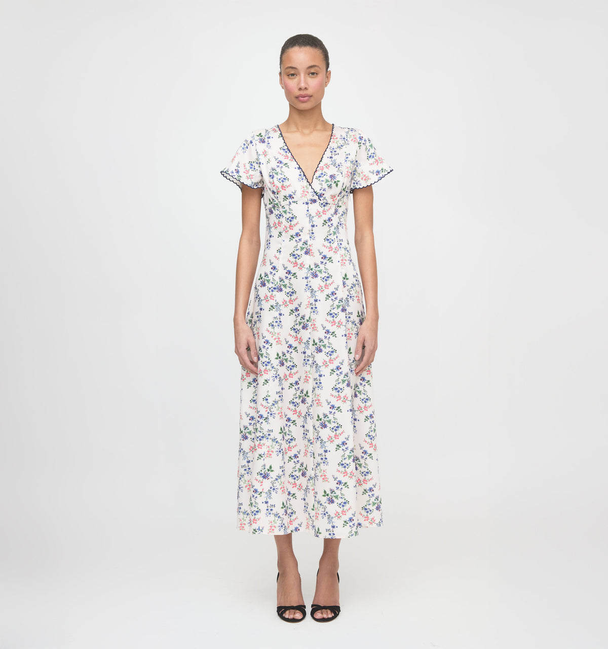 The Brie Dress - Scallop Bow Chintz Pink
