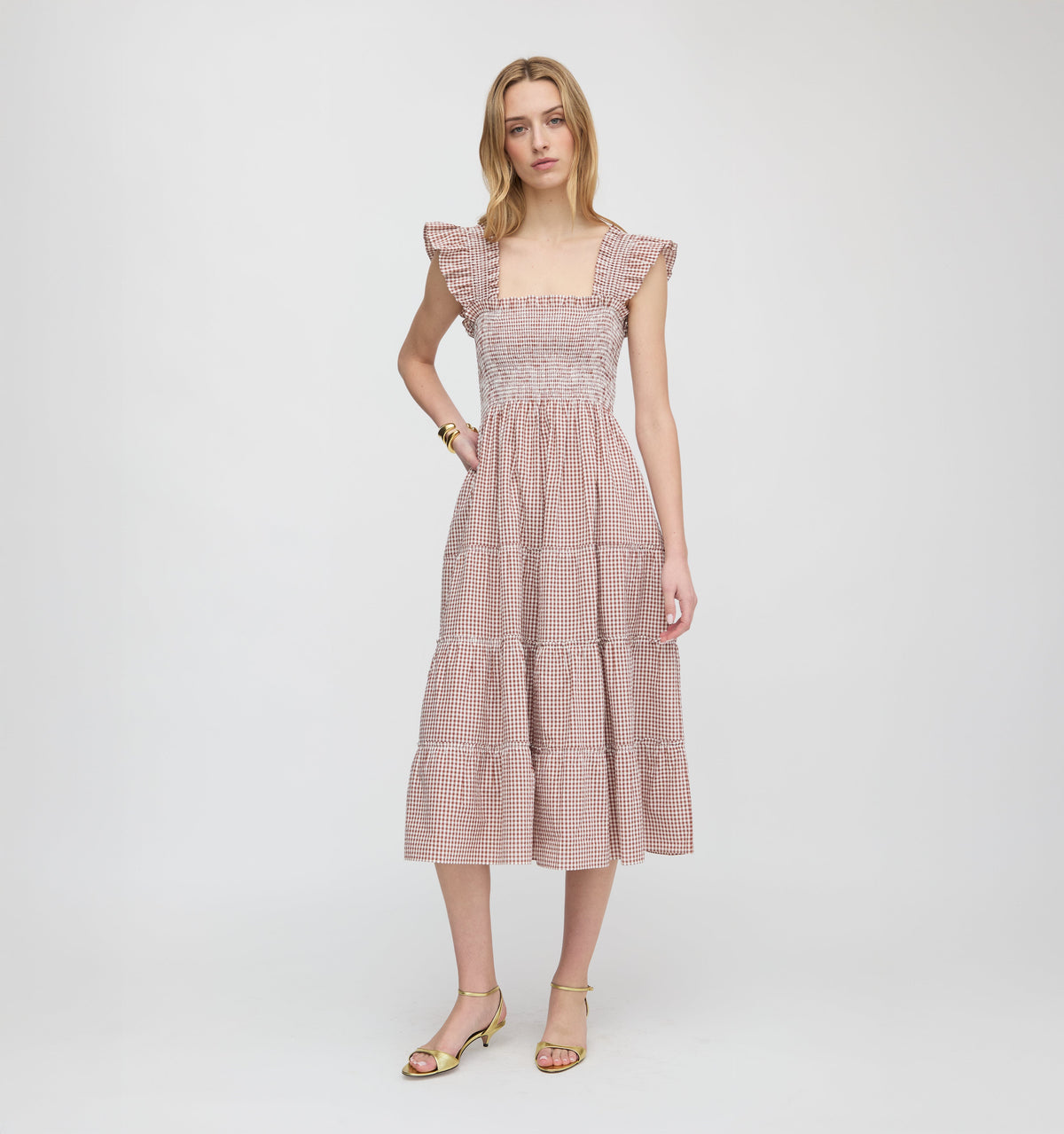The Ellie Nap Dress - Cognac Gingham