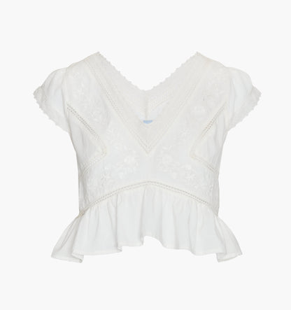 The Jackie Top - White Crisp Voile