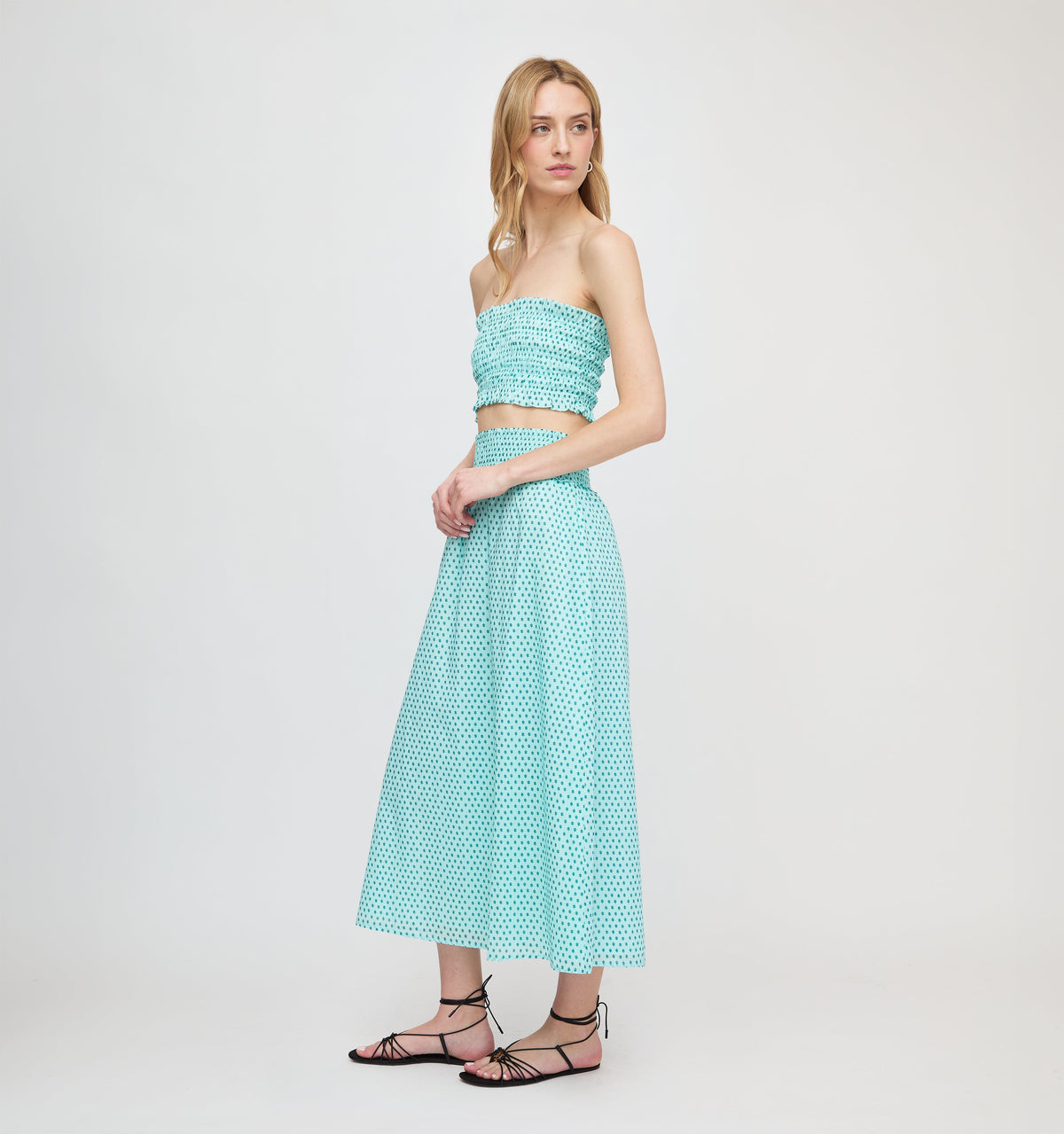 The June Nap Top - Teal Poppy Half Drop