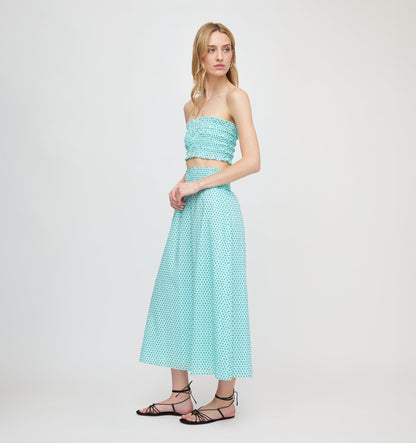 The June Nap Top - Teal Poppy Half Drop