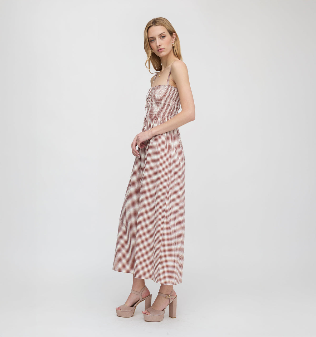 The Larissa Nap Dress - Cognac Gingham
