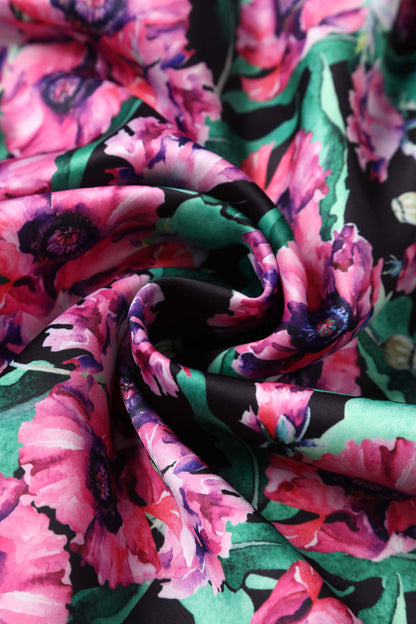 Grace Purple Poppy Pleated Bust Dress