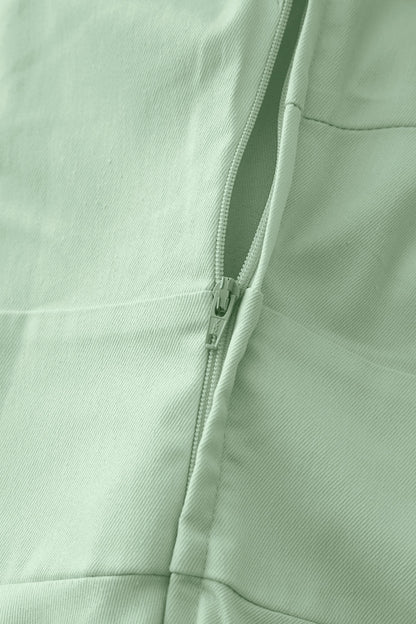 Darlene Light Green Roll Collar Circle Dress