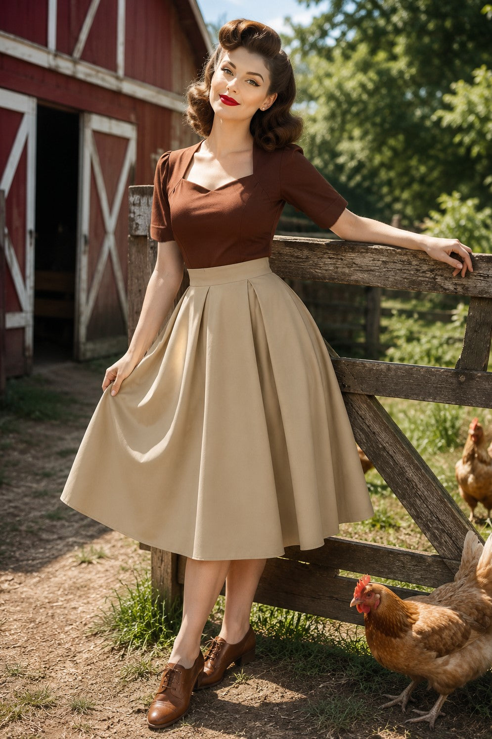 Aisley Beige Plain Pleated Skirt