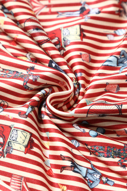 Matilda Circus Red Striped Wrap Dress
