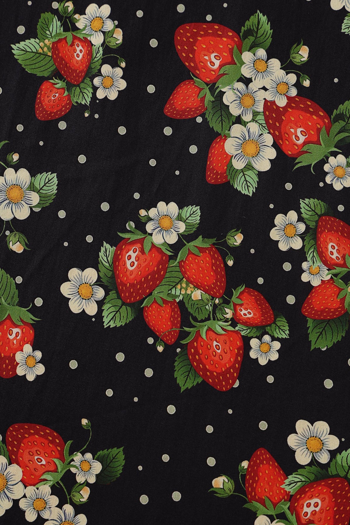 Ophelia Black Strawberry Midi Dress
