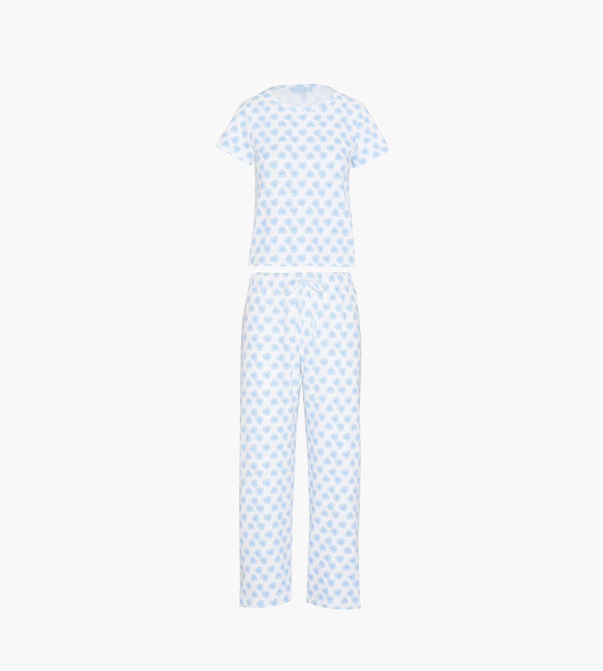 The Kelly Pajama Set - Blue Doily Heart