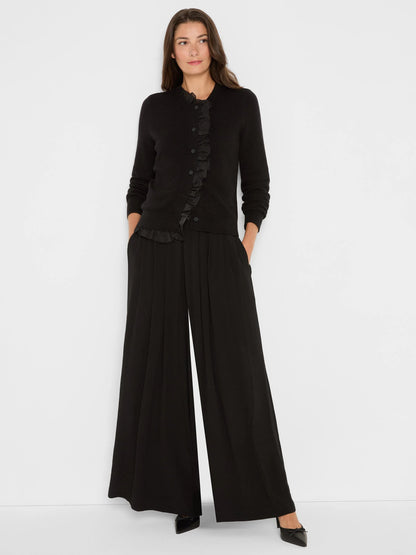 Iconic Faux Leather Waistband Palazzo Pant