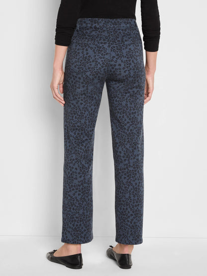 Leopard Print Recess Straight Ankle Jeans
