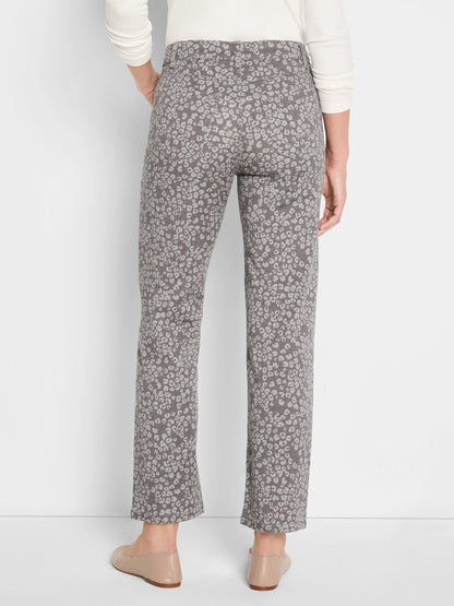 Leopard Print Recess Straight Ankle Jeans