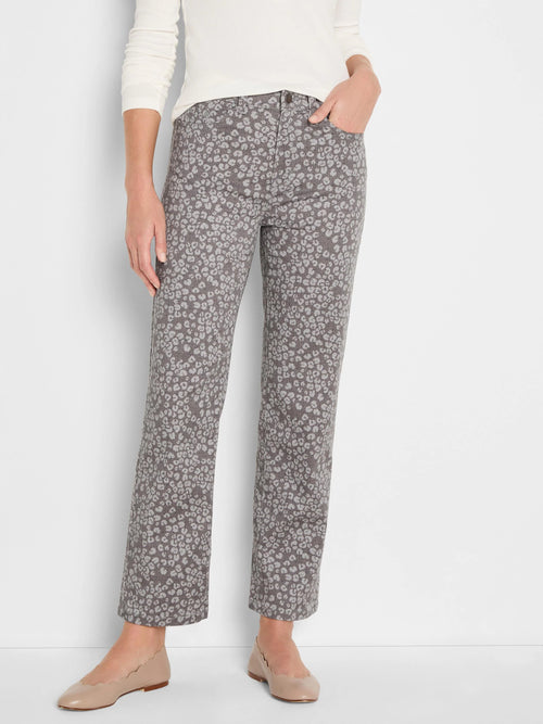 Leopard Print Recess Straight Ankle Jeans