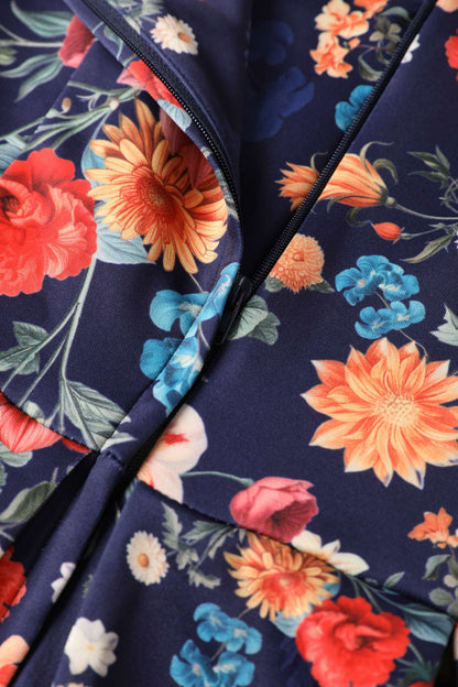 Lily Blue Botanical Floral Off Shoulder Dress
