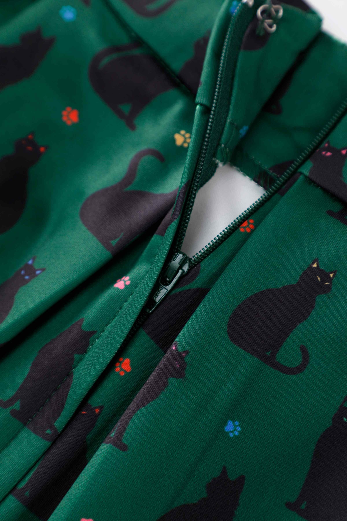 Aisley Black Cat Pleated Midi Skirt In Green